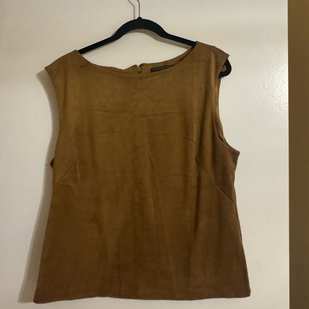Banana Republic Sleeveless Top Faux Suede Relaxed Fit Size L